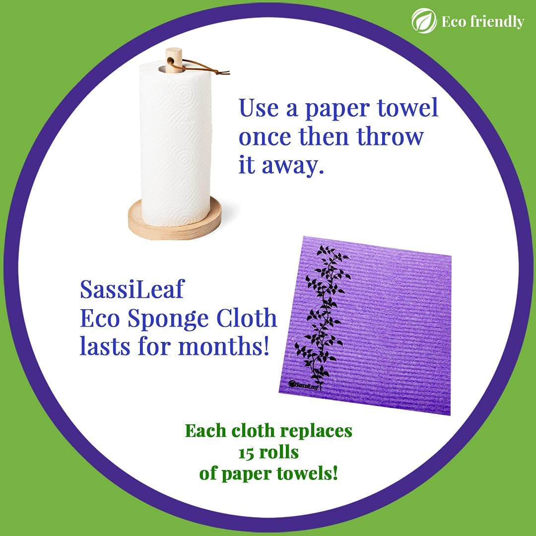 Swedish Dishcloth Cellulose Sponge Cloth, Absorbent, Reusable, Eco-Friendly, Set of 8