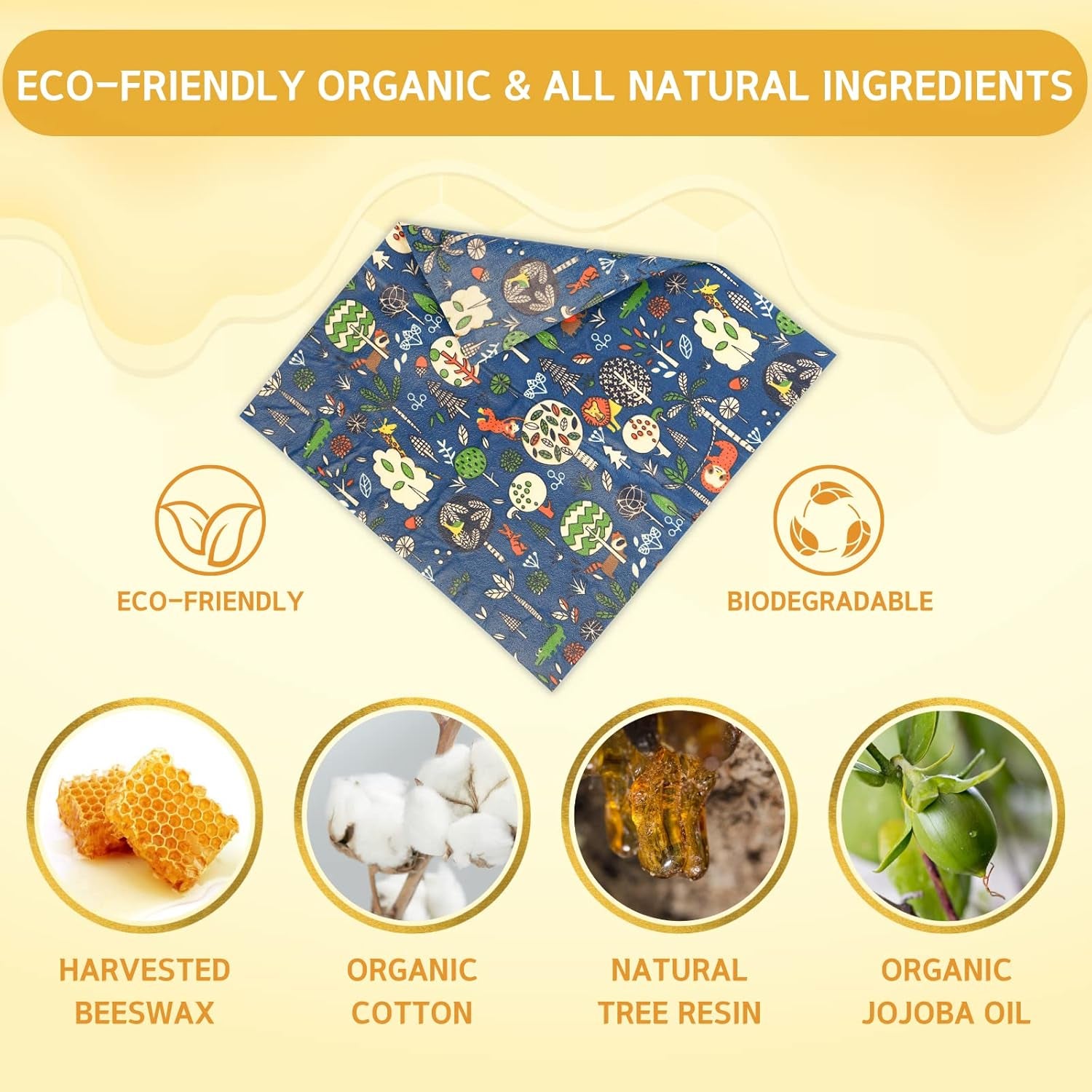 Reusable Beeswax Wrap - 9 Pack Beeswax Wraps for Food, Eco-Friendly Beeswax Food