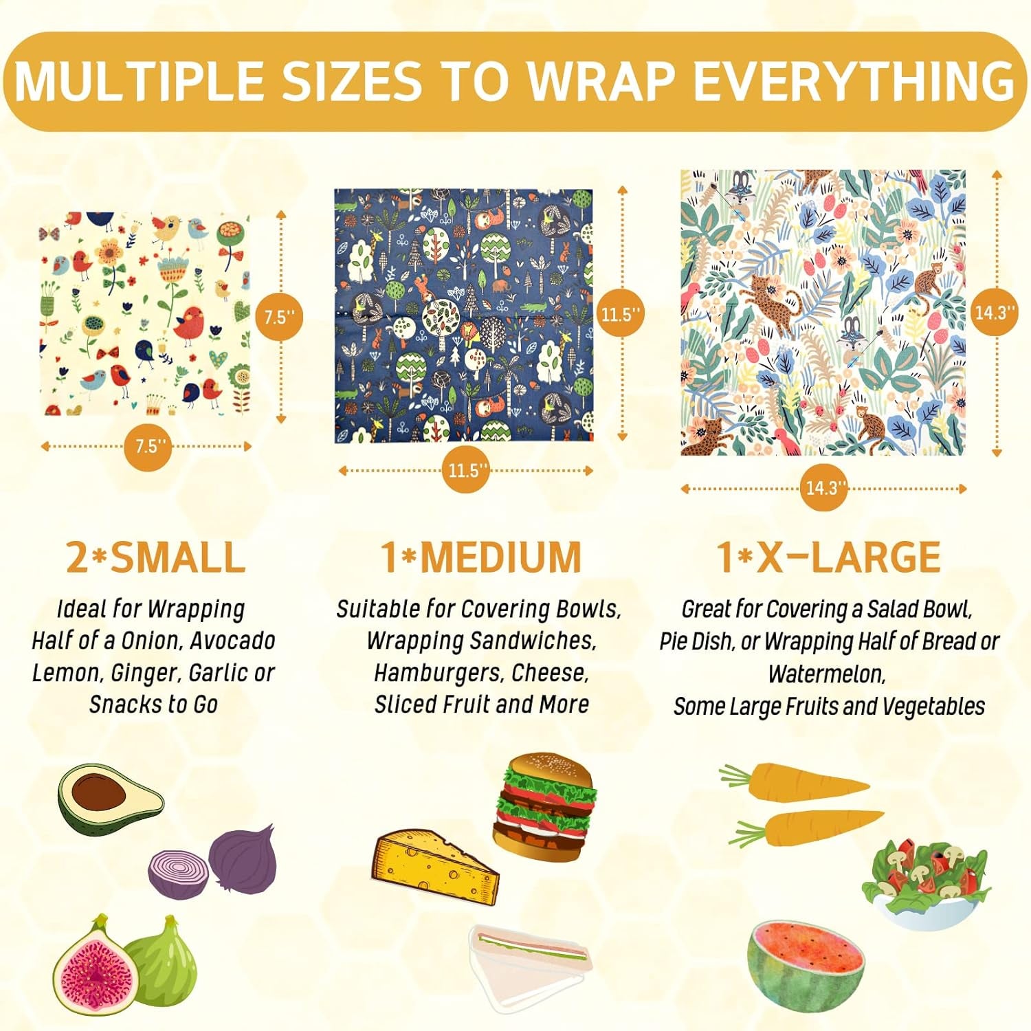 Reusable Beeswax Wrap - 9 Pack Beeswax Wraps for Food, Eco-Friendly Beeswax Food