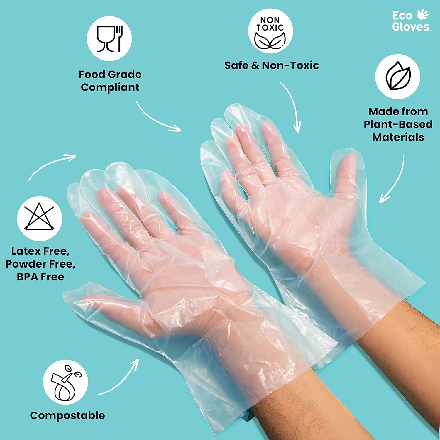 Plant-Based Compostable Eco-Friendly Gloves for Food Prep & Cleaning