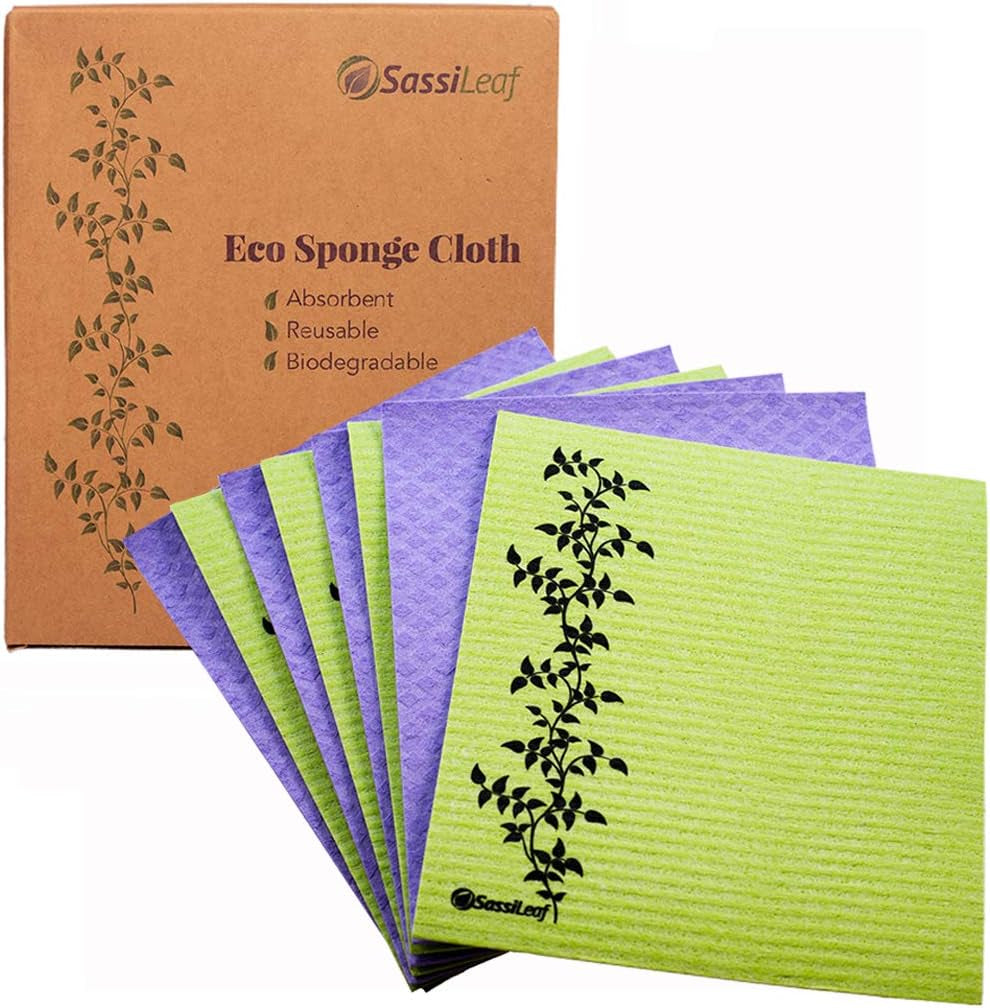 Swedish Dishcloth Cellulose Sponge Cloth, Absorbent, Reusable, Eco-Friendly, Set of 8