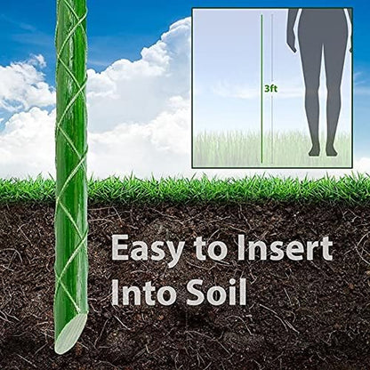 Eco-Friendly 3-FT Fiberglass Garden Stakes, Tomato Stakes, Plant Stakes (Pack of 20), 0.28-Inch Dia