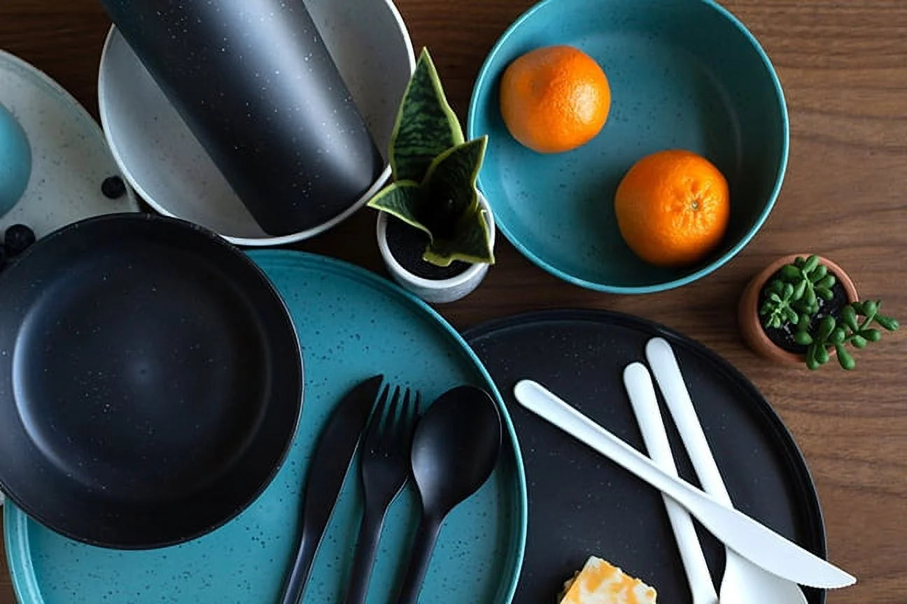 28-Piece Eco-Friendly Recycled Plastic Dinnerware Set