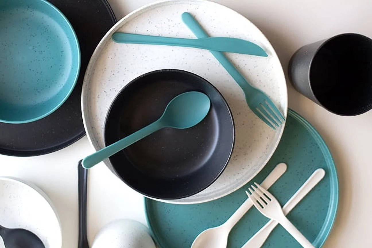 28-Piece Eco-Friendly Recycled Plastic Dinnerware Set